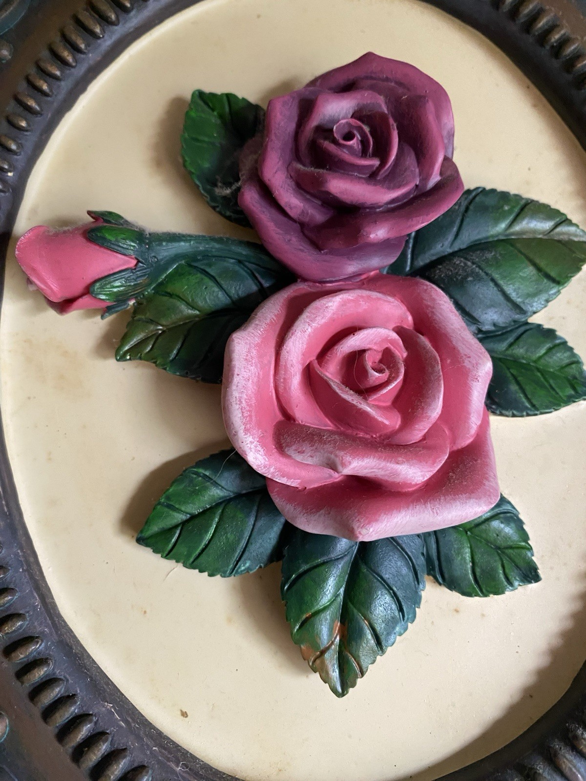 Vintage Rose Floral Wall Hanging Plaques Shabby Chic Cottagecore Decor Set Of 2
