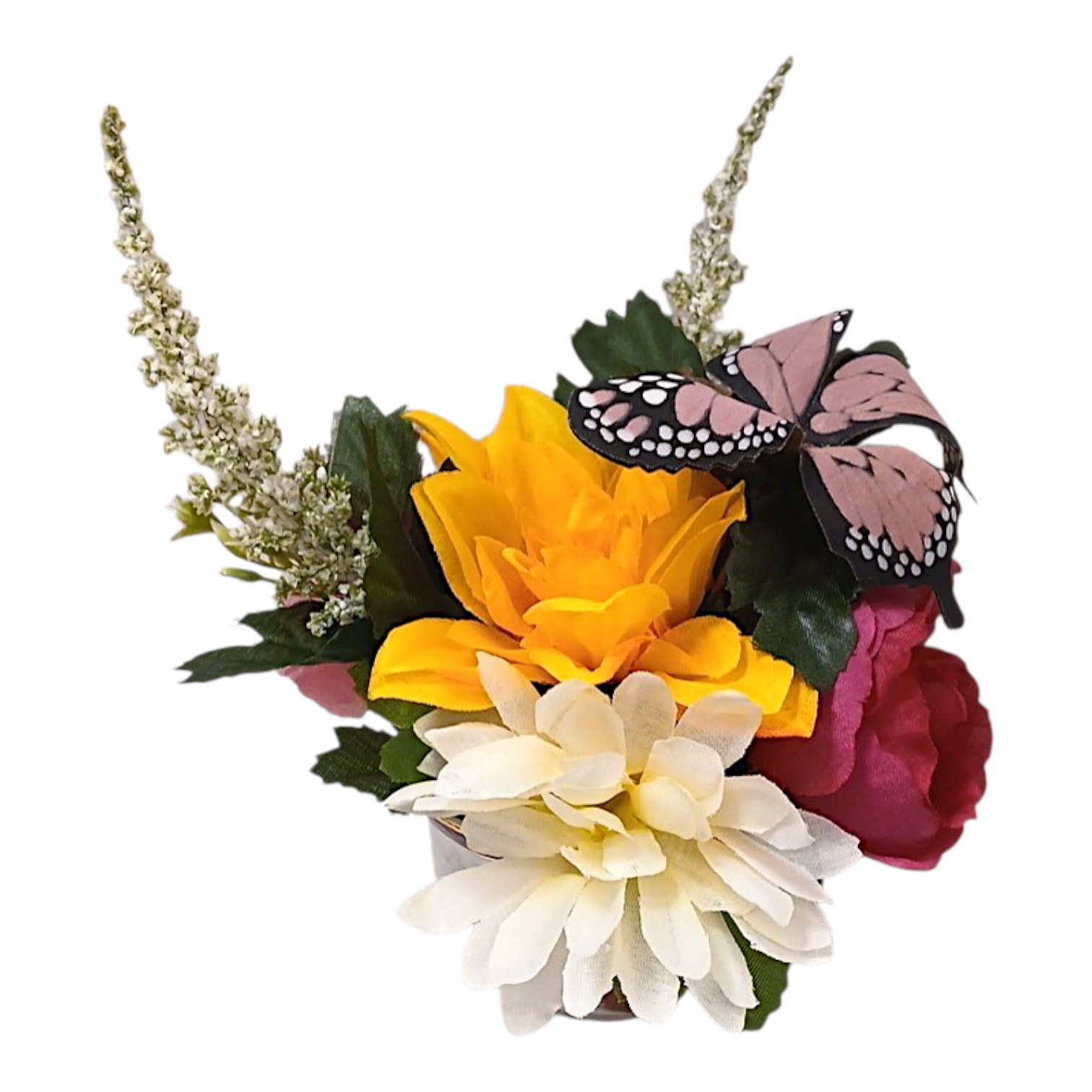 Pink Butterfly Floral Arrangement Tea Cup POP-IN Bridal Party Birthday Get Well