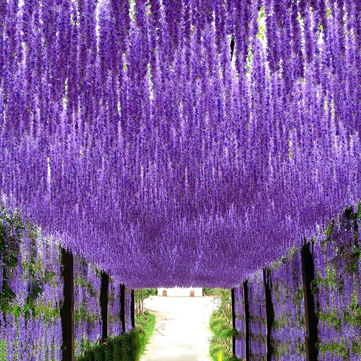 Artificial Wisteria Garland Silk Vine Flowers 43 Inch 12 Light Purple Decor