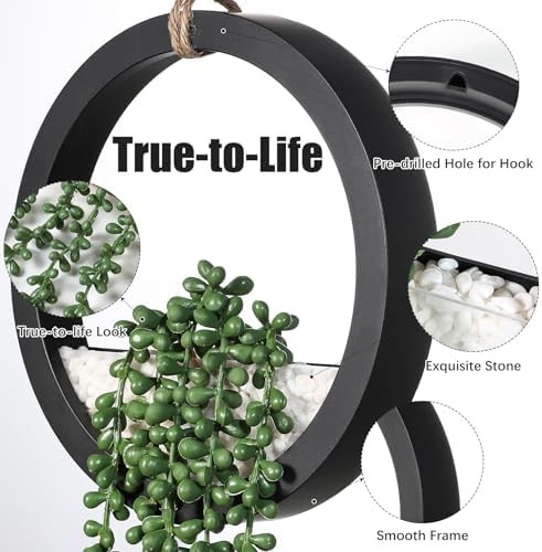 Boho Wall Decor, 2Pcs Fake Hanging Plants Artificial Succulents, Indoor Hanging