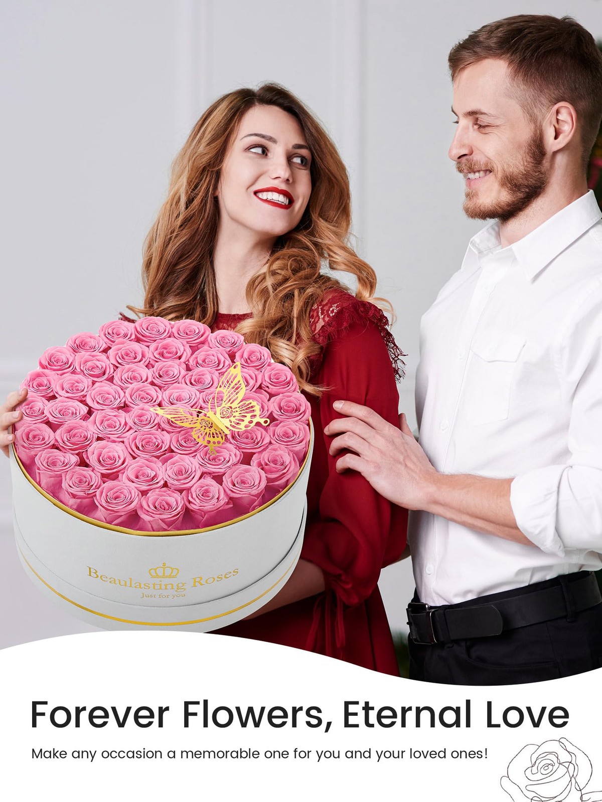 47 Preserved Roses Forever Flowers Real Roses in a Box Mother’s Day Birthday …