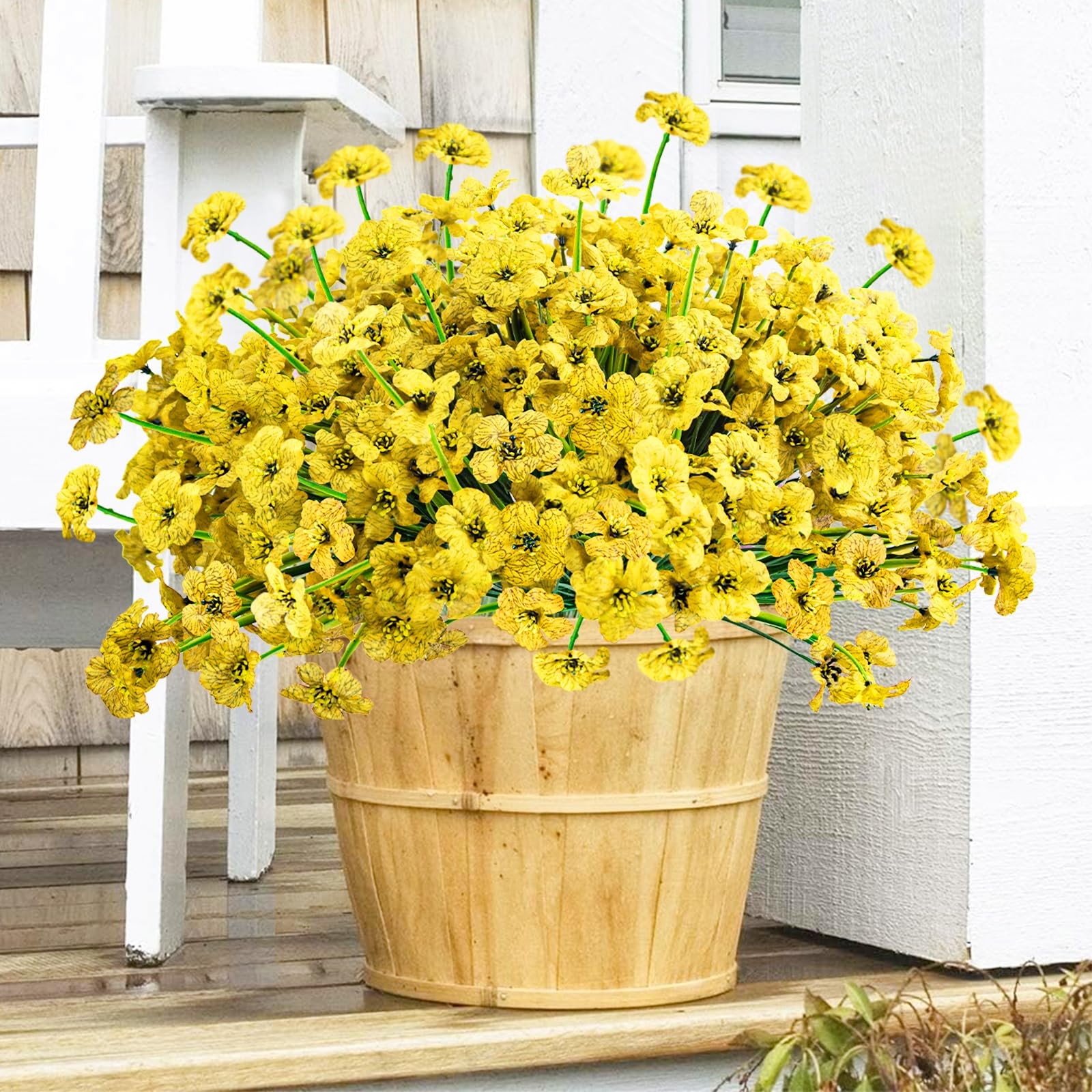 48 Bundles Outdoor Artificial Flowers UV Resistant Fake Silk Flowers Faux Pla…