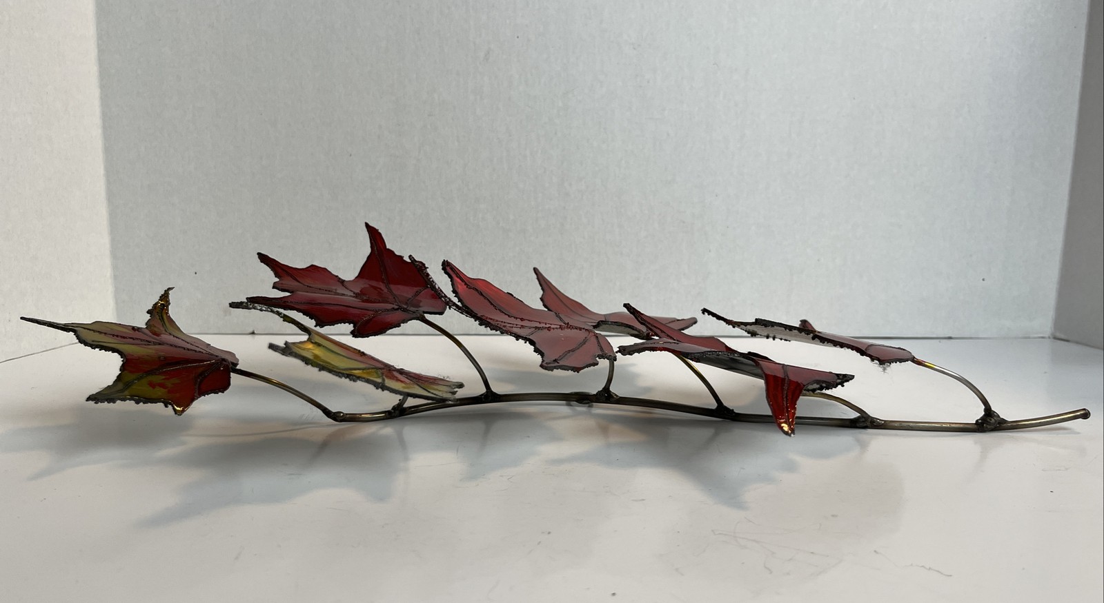 Fall Maple Leaves Wall Decor Signed Art Metallic Hand Welded Sculpture 2006 #312