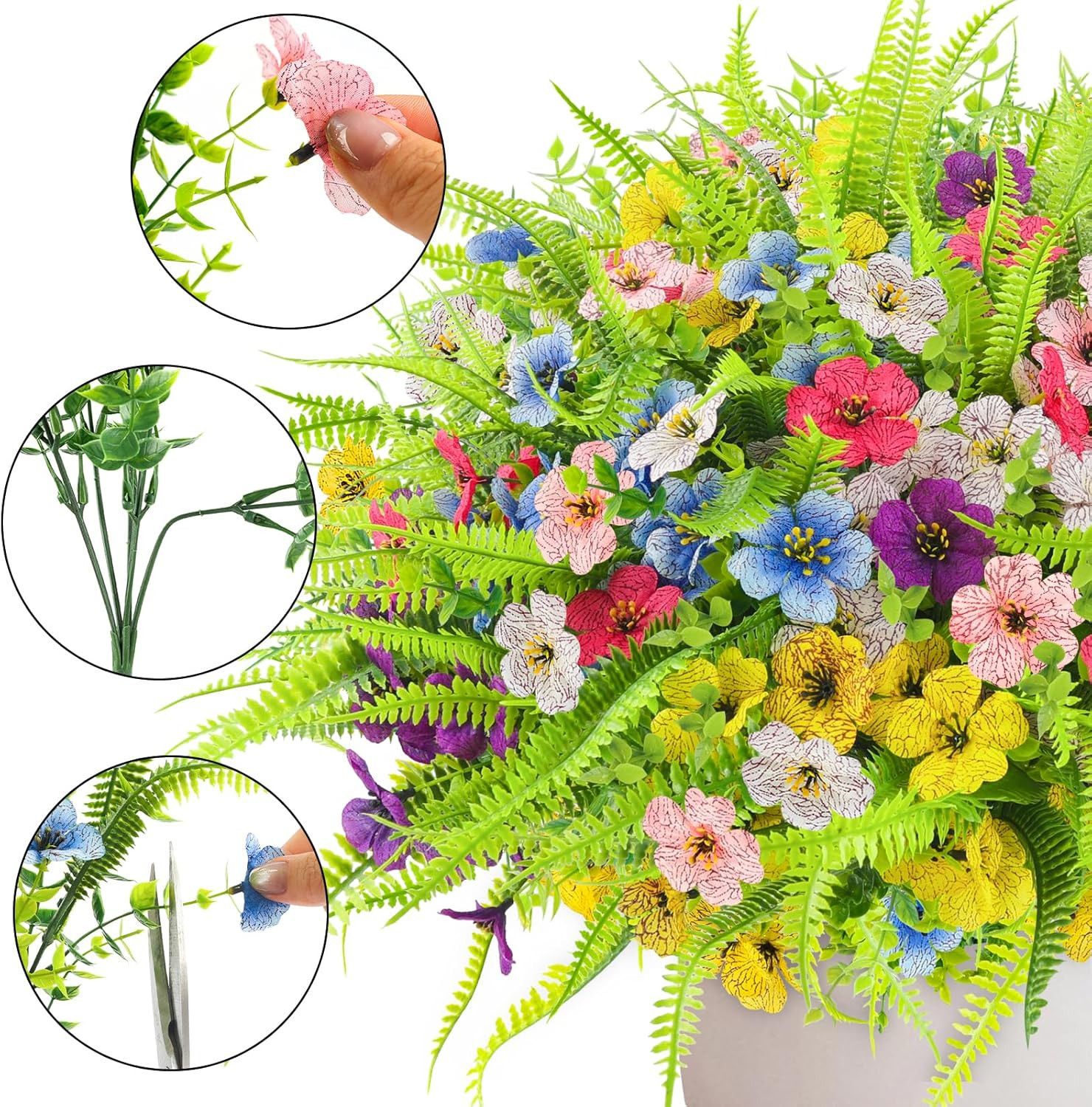 Artificial Flowers Outdoor UV Resistant 12 Bundles Spring Fake Flowers Eucalyptu