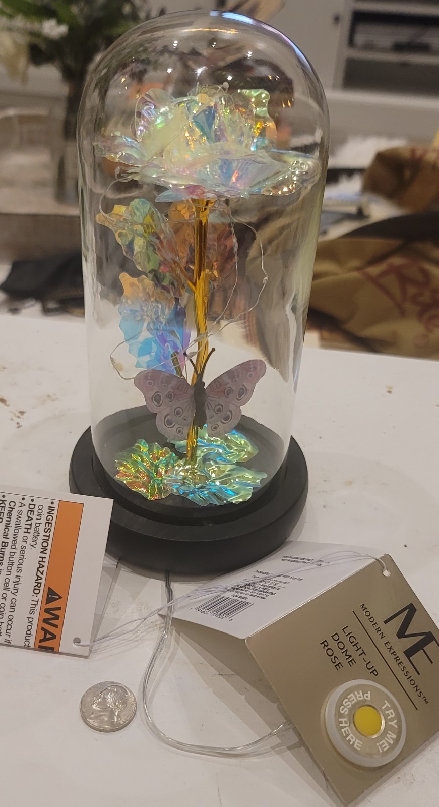 Modern Expressions Light-Up Dome Rose Butterfly Flower LED Walgreens 2024 NWT