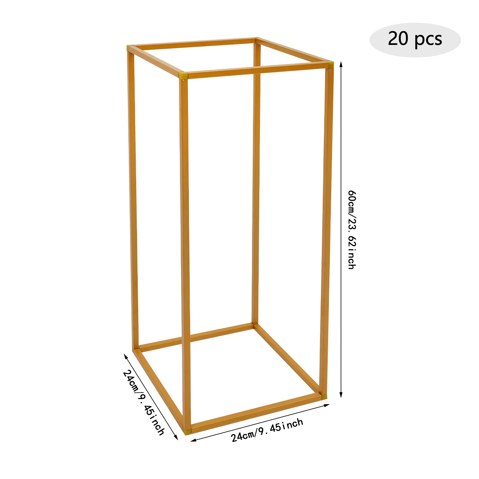20Pcs Gold White Wedding Flower Stands, Rectangular Floral Table Decorations