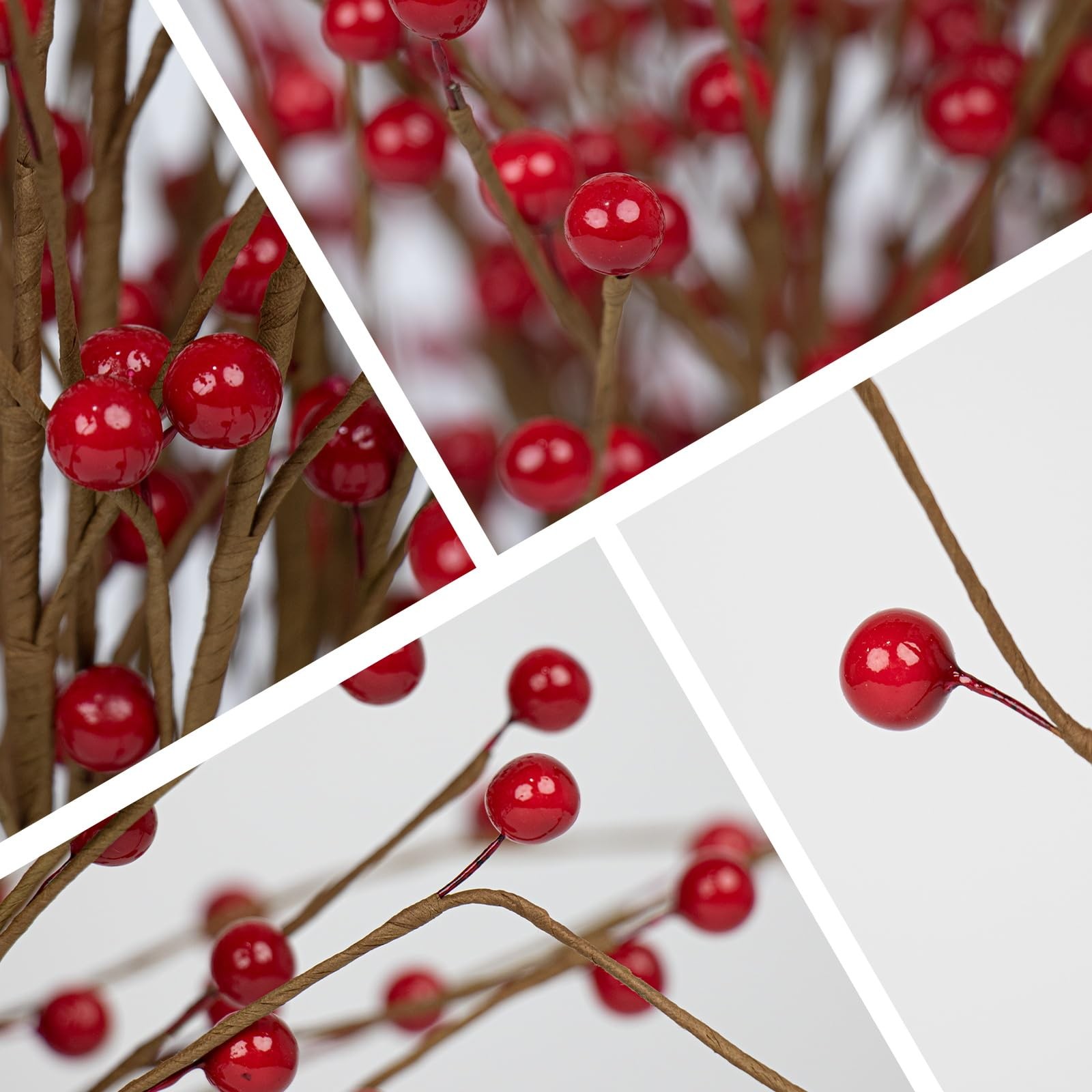 24 Pack Christmas Tree Picks 17 Inch Red Picks Artificial Holly Stems for Xma…