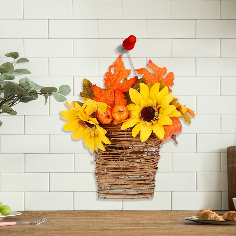 Door Decoration Flower Arrangement Small Flower Basket Rattan Basket1522