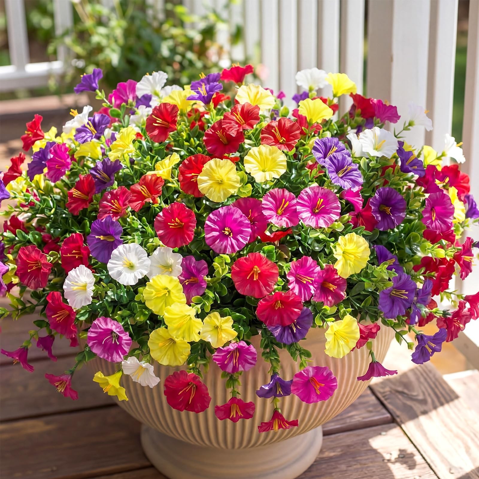 Hoteam 42 Bundles Artificial Flowers for Outdoors – Fake Plants UV Resistant …