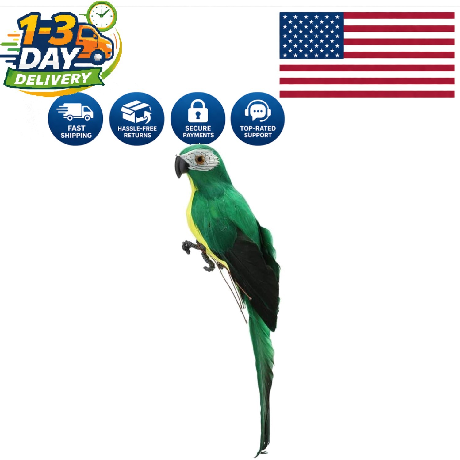 Colorful Life-Size Foam Parrot – Charming Eco-Friendly Home & Garden Accent