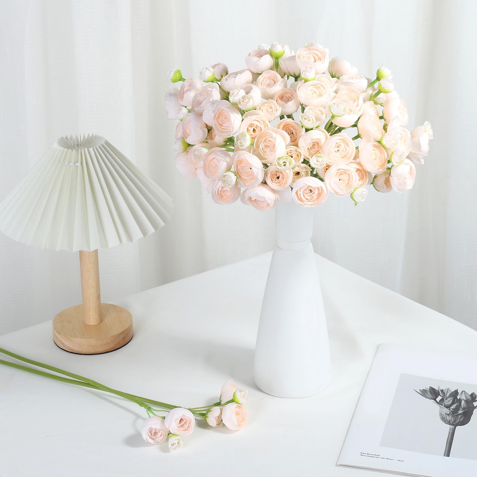 Ranunculus Artificial Flower Champagne Faux Silk Mini Ranunculus Flowers Fake…