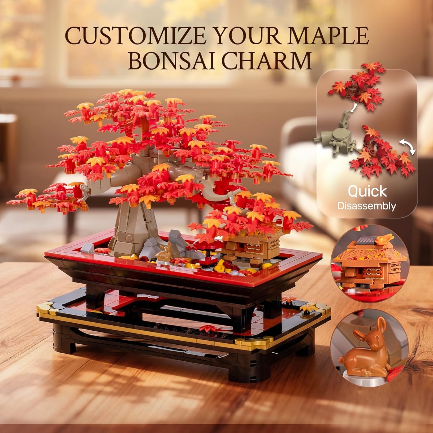 Wise Block Japanese Red Maple Bonsai Tree Building Toy Set for Adults – 900 Pcs
