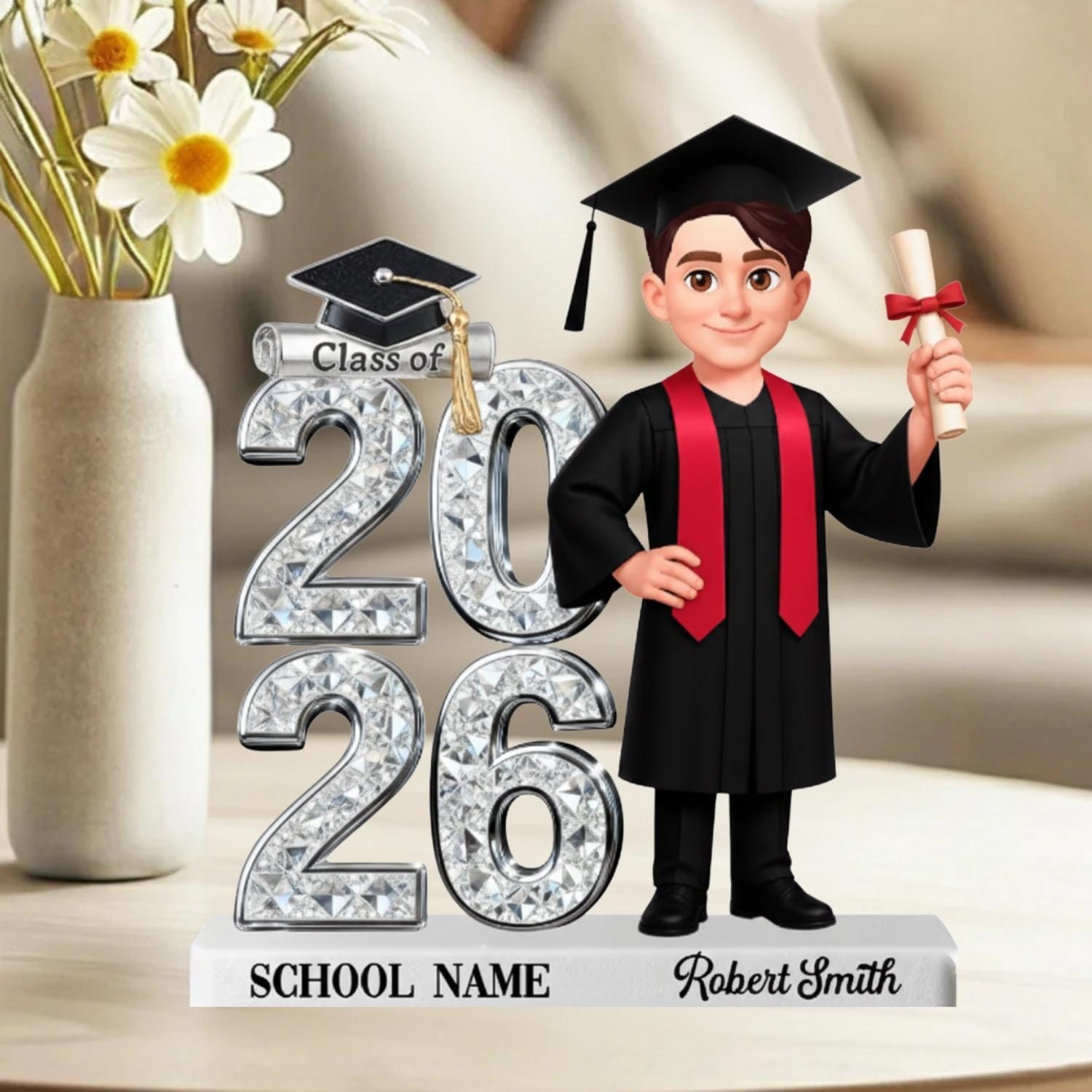 Personalized Crystal Effect Class Of 2026 2027 Senior 2D Flat Acrylic Block
