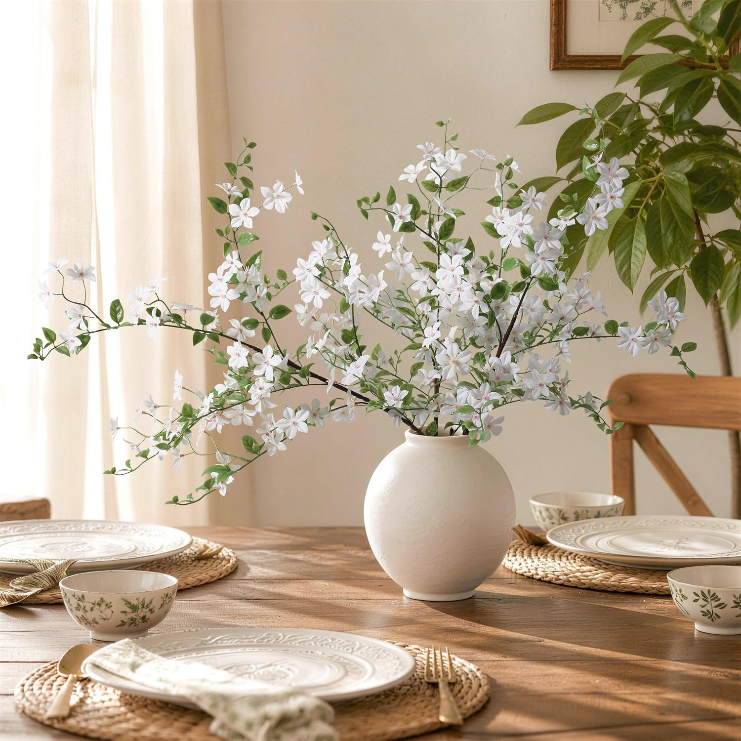 Realistic Faux Greenery Stems – 3 Pcs Artificial Flowers for Home Decor