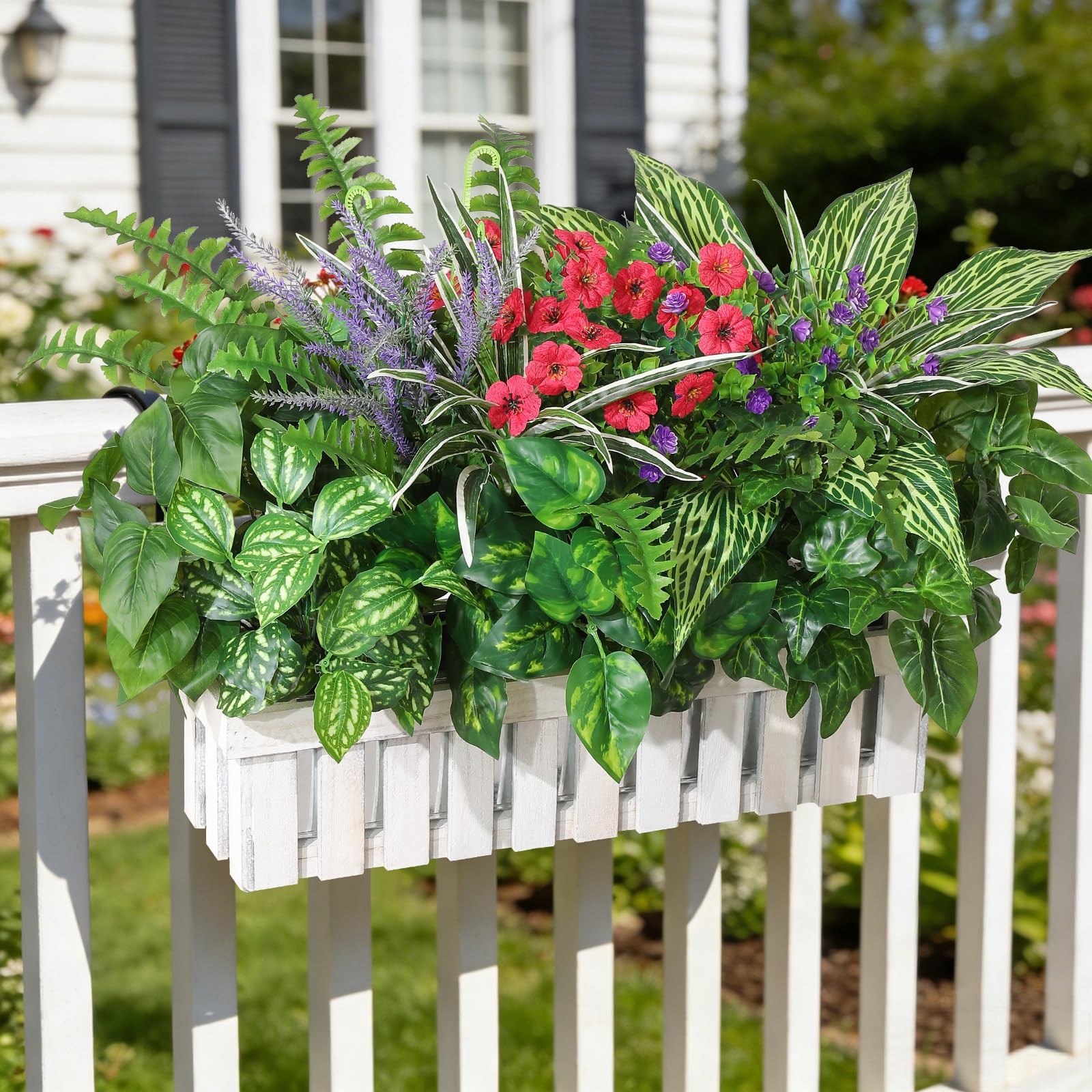 Best Pertivery Outdoor Faux Plants,12 Bouquets Artificial Plants UV Resistant
