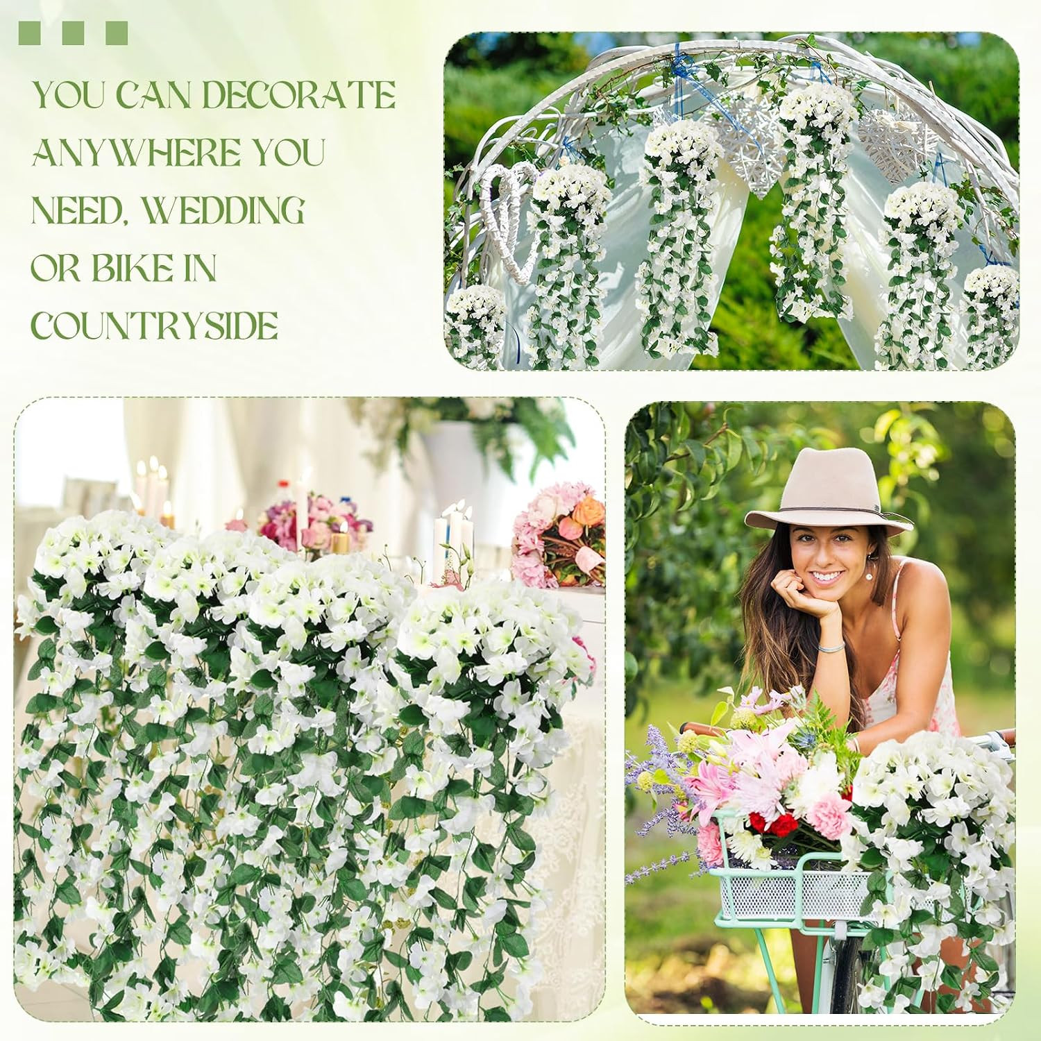 4 Pack Faux Violet Hanging Flowers for Home Garden Wedding Spring Decor