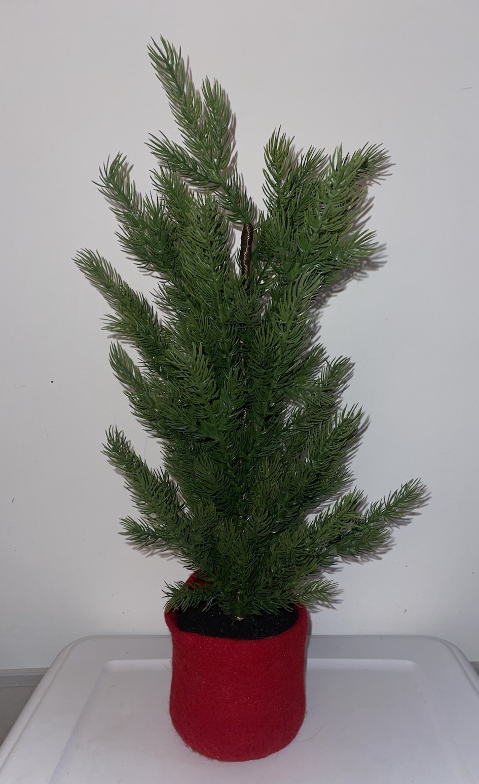 24 in Faux Pine Tree in Red Felt Pot Winter Christmas Holiday