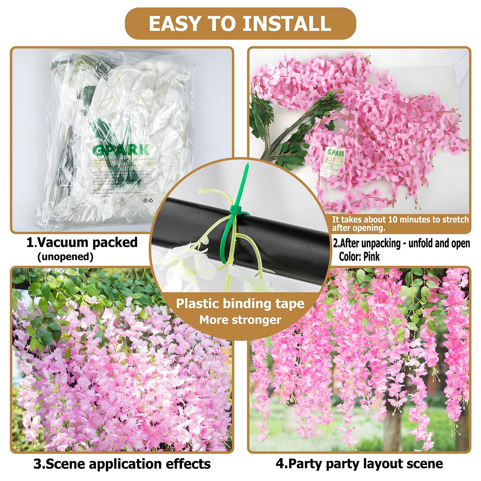 12 Pieces/Each 45 inch / 3.7 ft Wisteria Artificial Flower Bushy Silk Vine Ra…