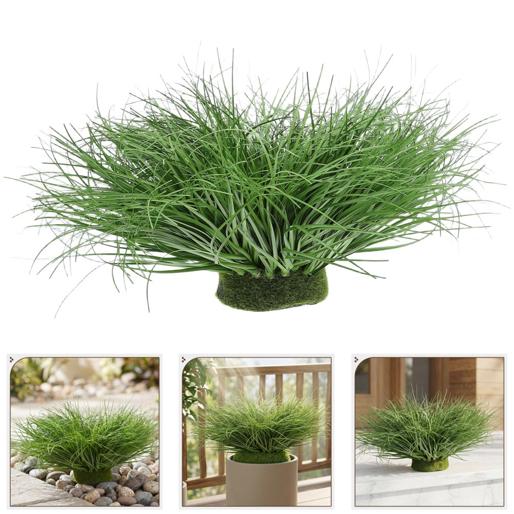 Artificial Grass: 12 Inch Faux Onion Grass Shrub Arrangement for Indoor Living