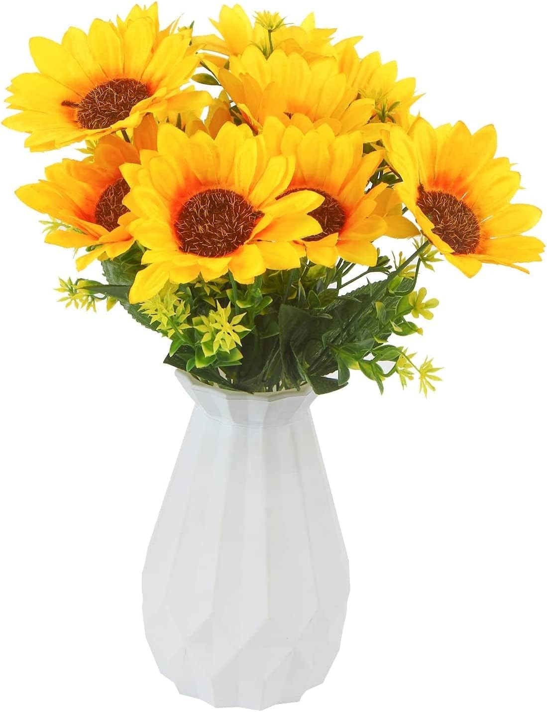 2 Bunches Artificial Sunflowers Bouquet, 3.7’’ High Realistic Flowers Silk Fa…
