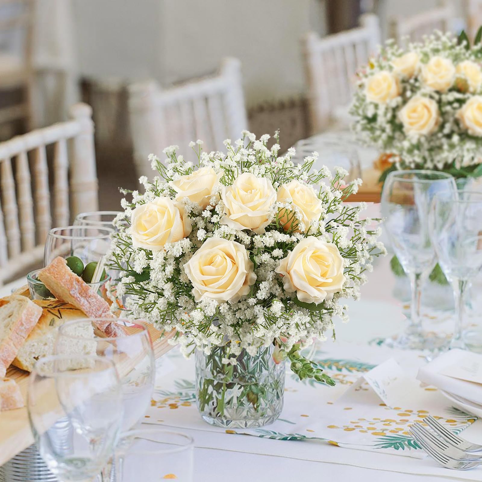 Bulk Artificial Breath, 6 Pcs White Flowers, Floral Wedding Arrangement