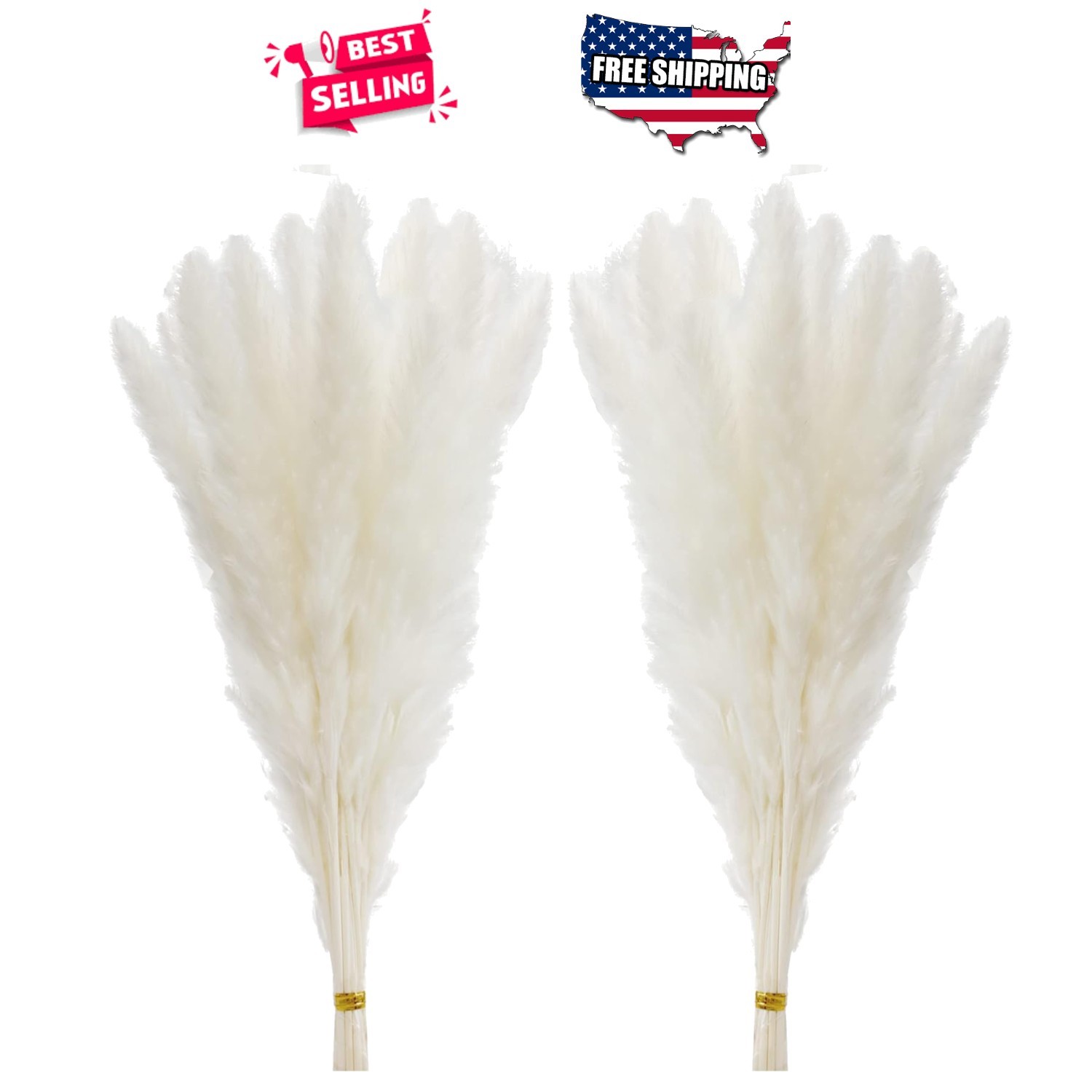 Pampas Grass 60pcs White Dried Stems 17in Natural Decor Vase Arrangement Home