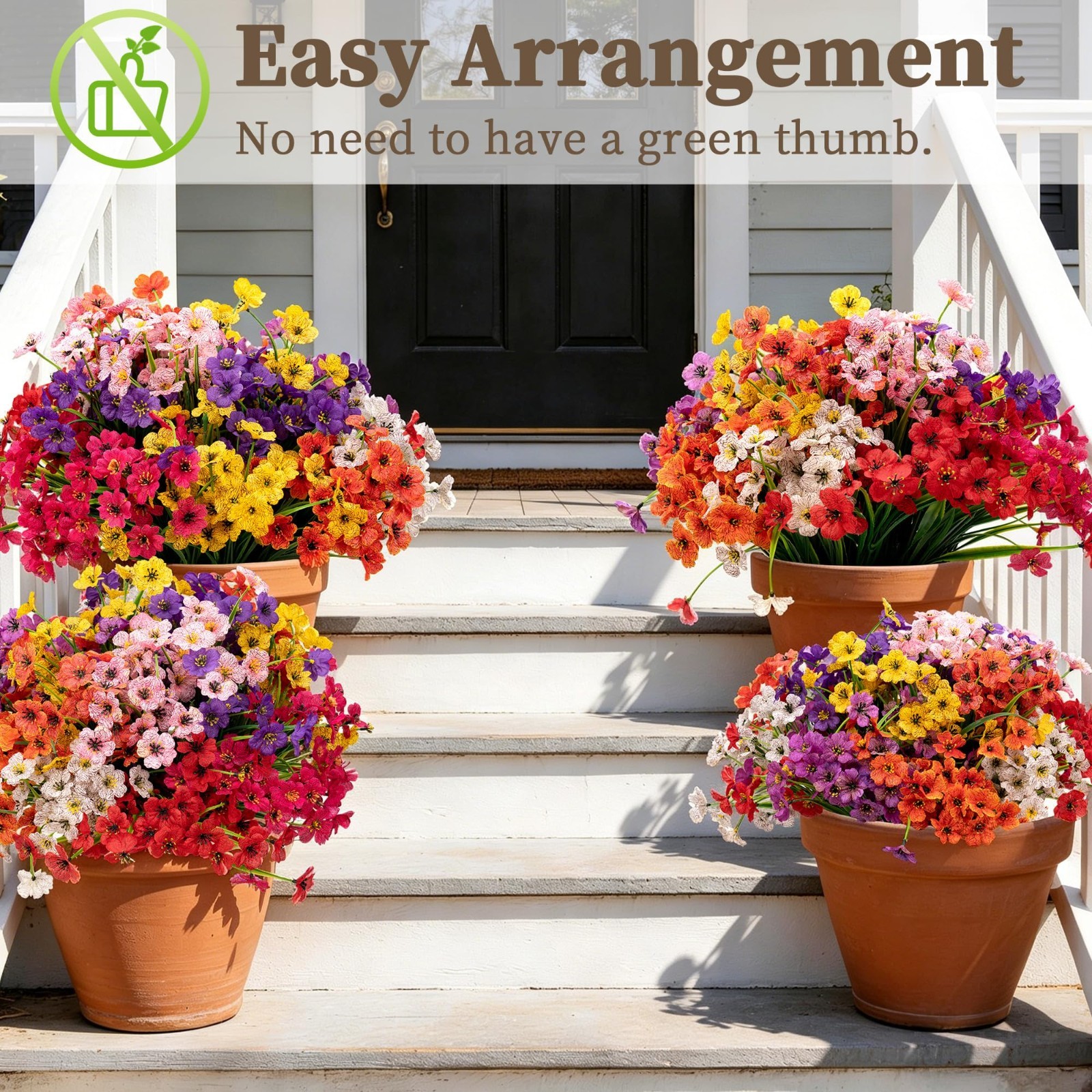 24 Bundles Artificial Flowers – Indoor/Outdoor Fake Plants for Garden, Wedding,