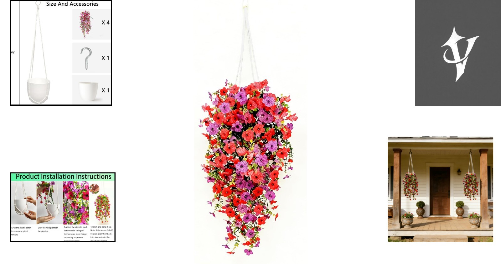 Colorful Silk Fake Flowers with Planter – Easy Installation & Maintenance-Free