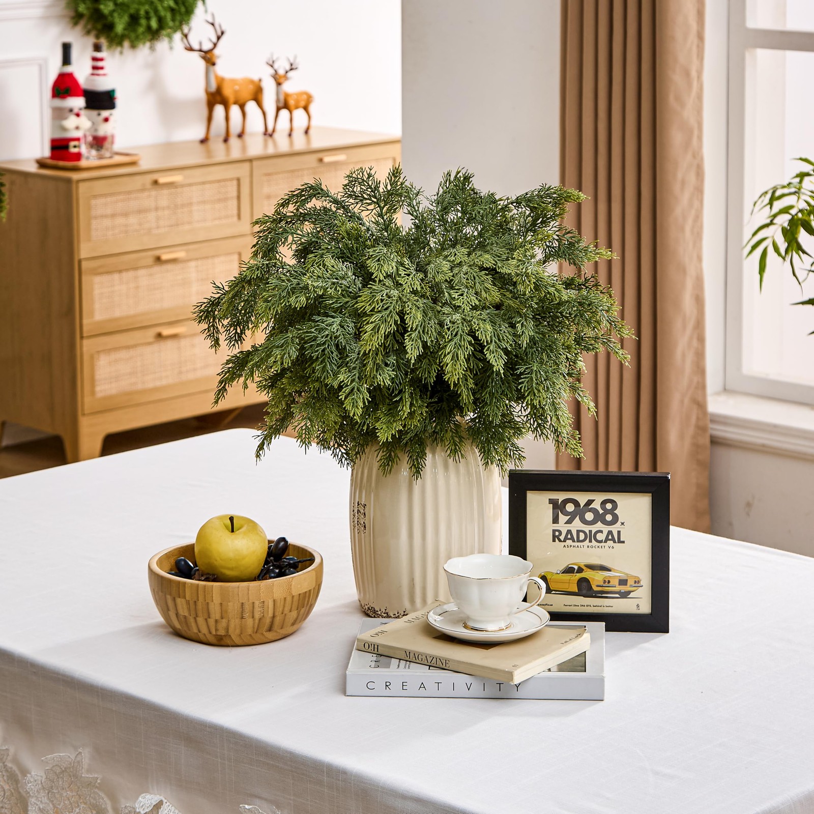 Real Touch Cedar Stems – Realistic Artificial Faux Greenery Pine Branches for…