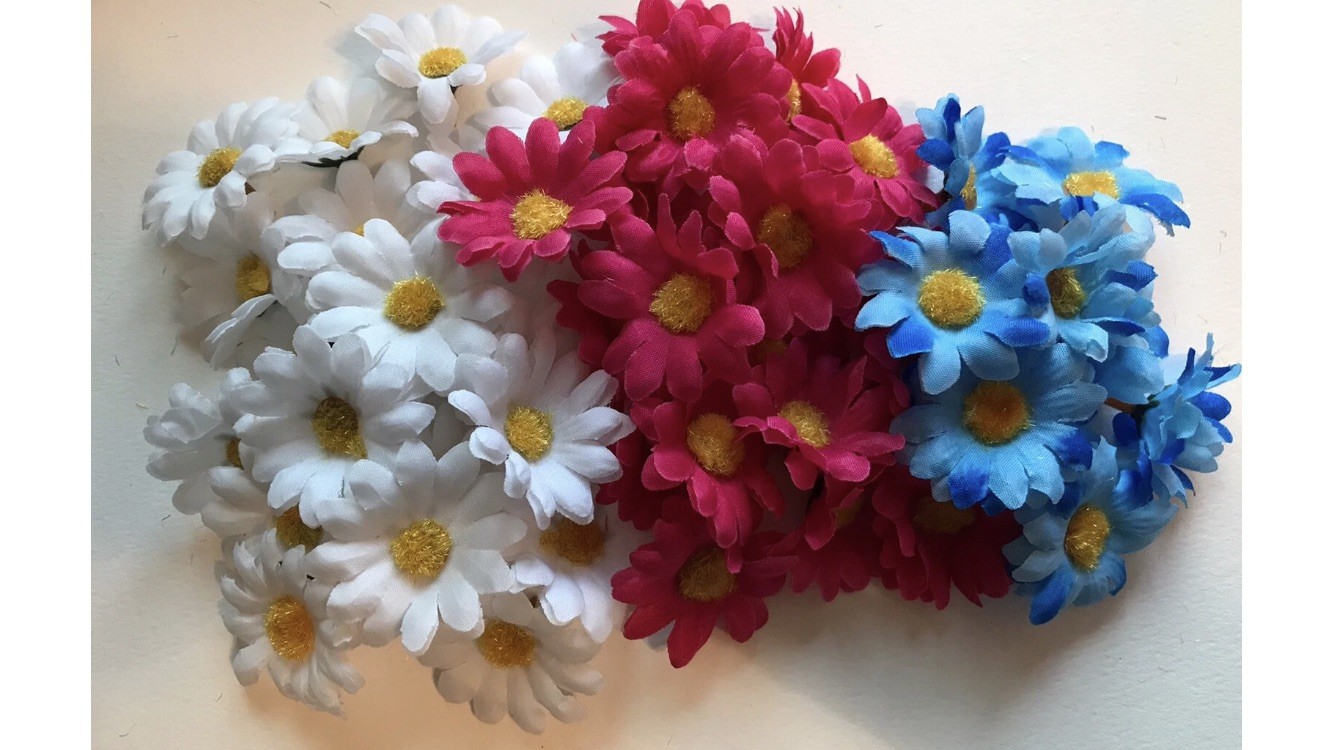 Artificial Silk Daisy Flower Head 1.25″ Fake Sunflower DIY Craft Flower 100 pcs
