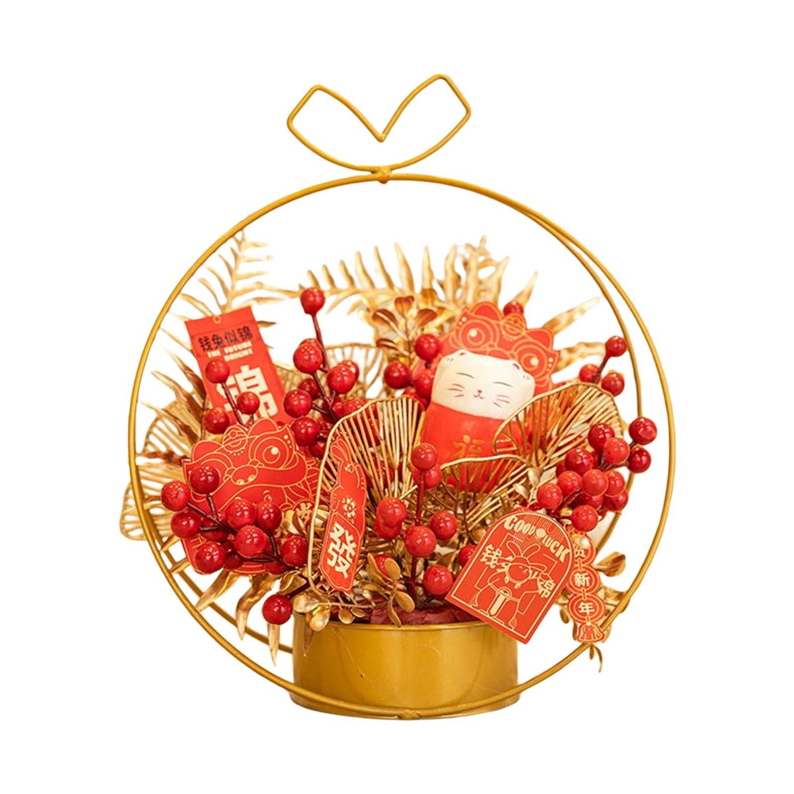 Chinese Flower Iron Basket Spring Festival Decoration Accessories Wedding Party