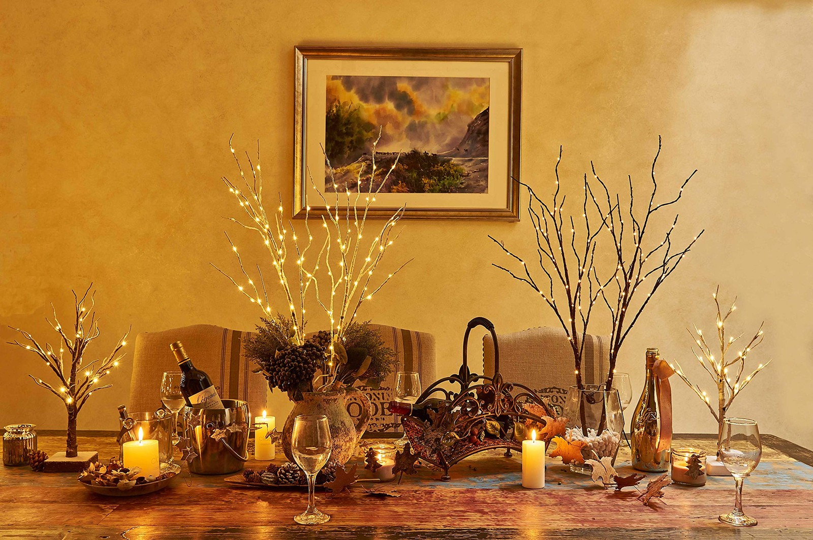 Lighted Brown Twig Branches Plug in with Dimmer and Timer 30IN 150 LED Fairy …