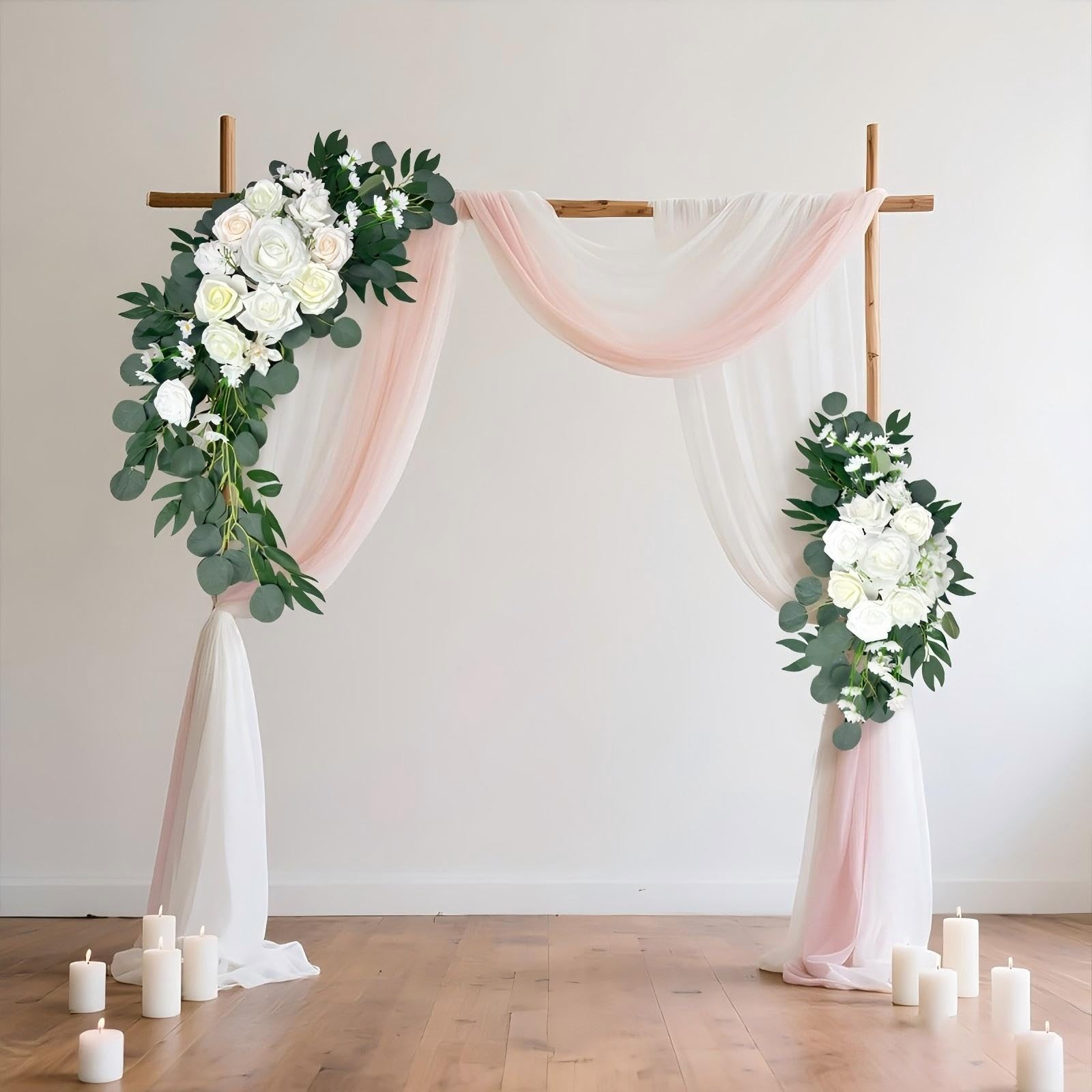 Petalivebioom Wedding Arch Flowers Set of 2 White Floral Swag for Wedding Cer…