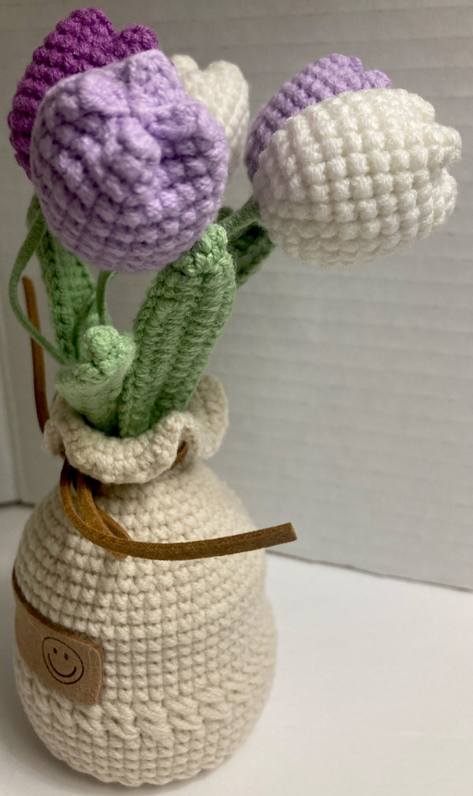 Crochet Woven Tulips with Wool Simulation Plant Crochet Hand-Woven Flowers
