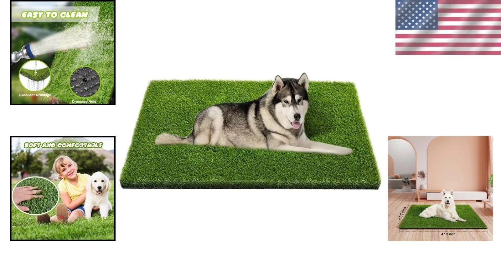Eco-Friendly Artificial Grass Mat for Indoor & Outdoor Pet Use – 47.3 x 31.5 in