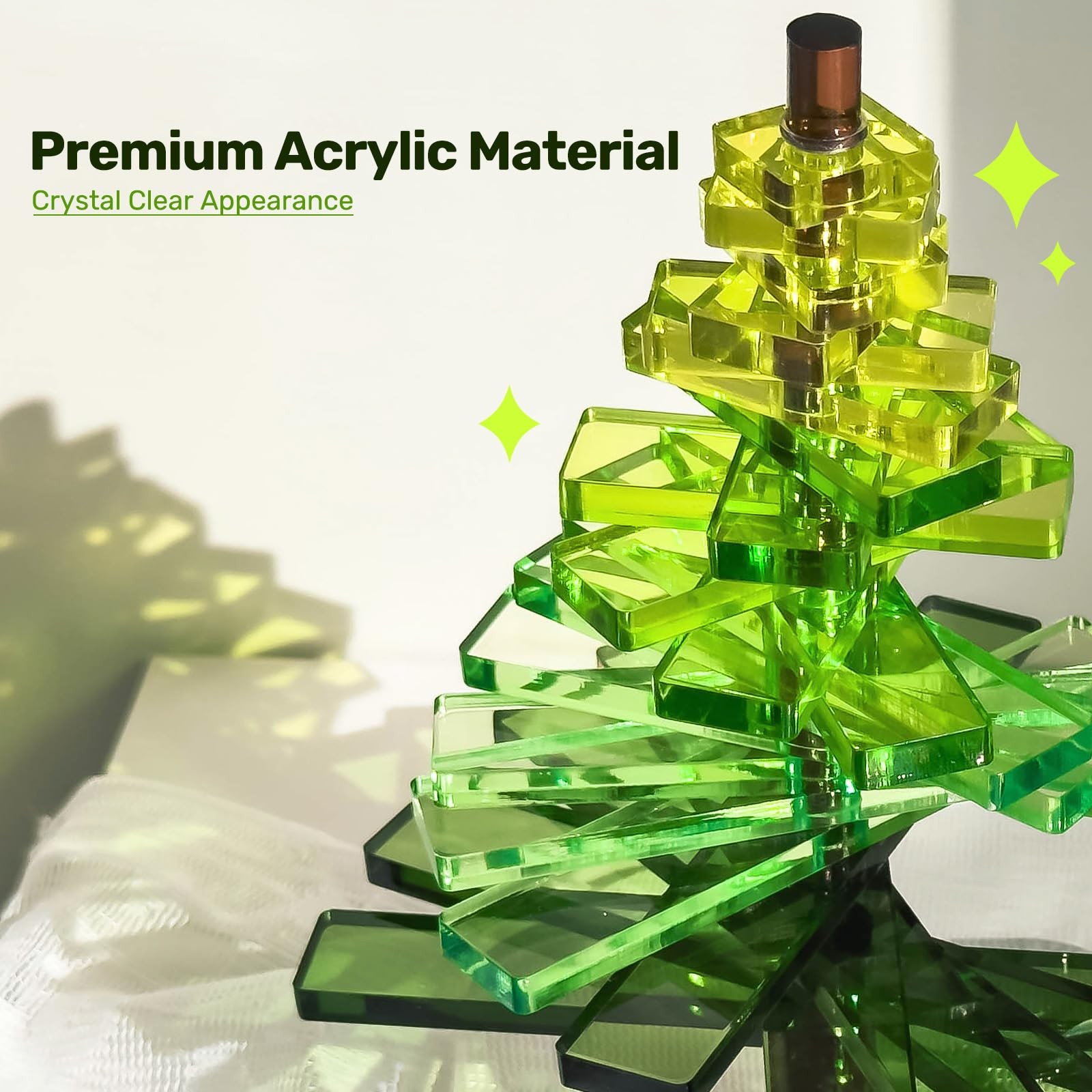 Translucent DIY Acrylic Tree Rotating Branches Modern Ornament Office Desktop