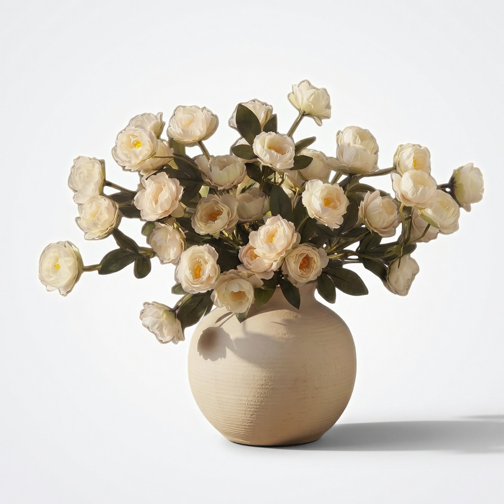31 Inch Large Beige Artificial Peonies 6 Pack Real Look Faux Flowers Wedding
