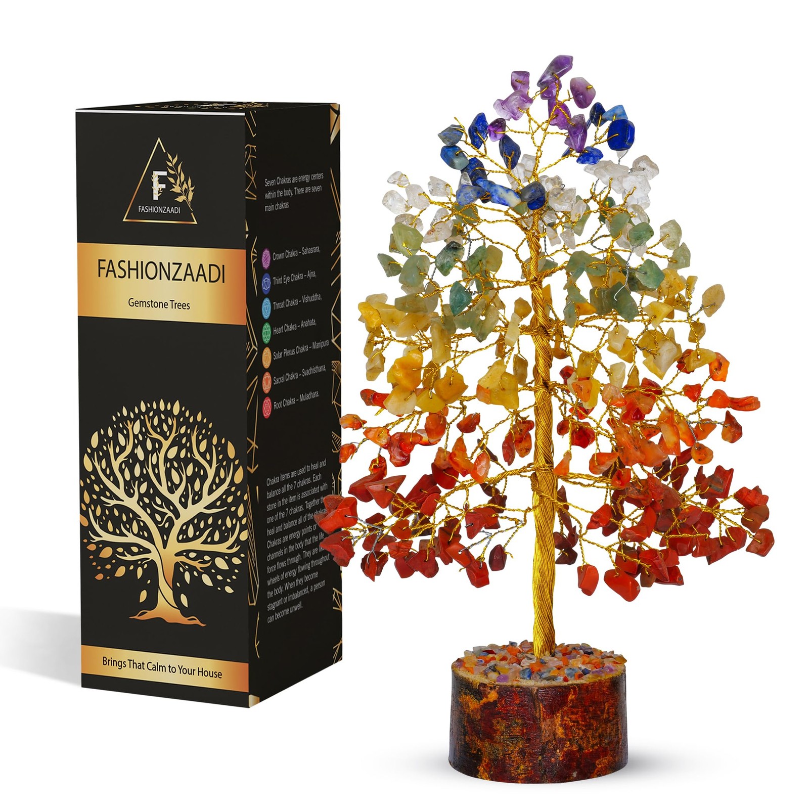 7 Chakra Crystal Tree of Life Healing Stones Positive Energy Home Office Decor