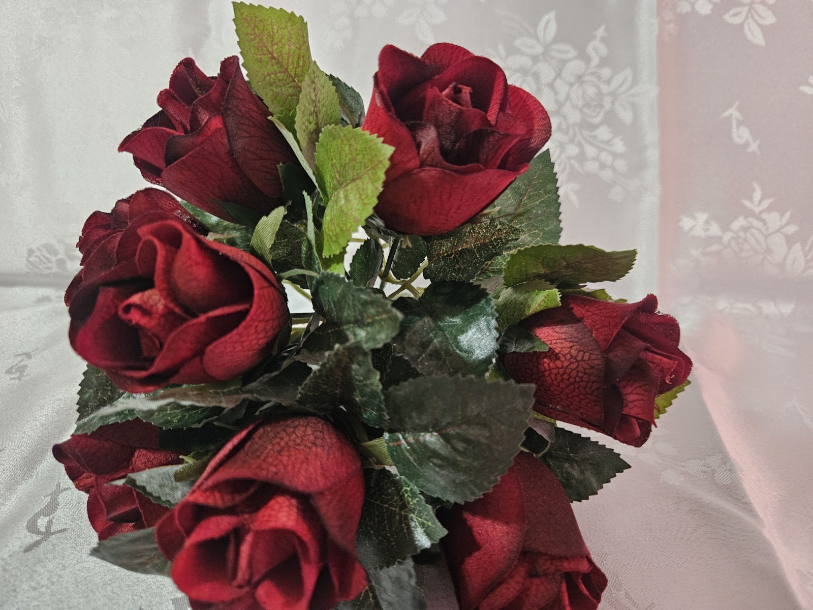 Home Interiors Silk Dark Red BurgundyRose Nosegay Bouquet/40008/New Old Stock