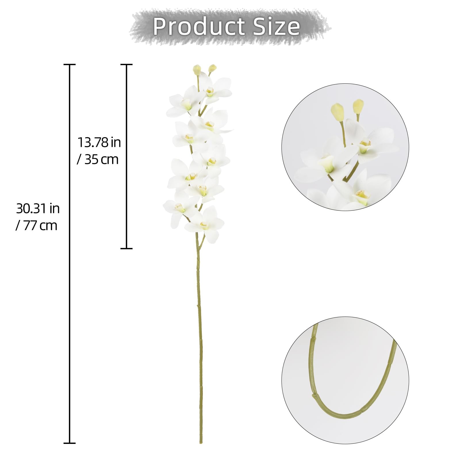 White Orchid Artificial Flowers 5 Pcs Real Touch Orchids with Stem for Vase W…