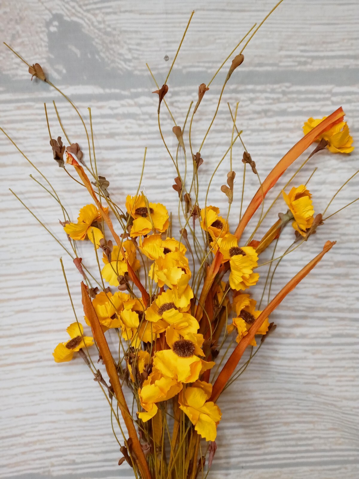 ~New! Yellow Wildflower Bush Artificial Flower Pick Decor Crafts Wreath Floral ~