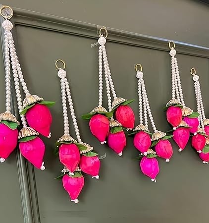 Lotus Bud Hanging Pack of 5 | 1Ft Solawood Pooja Room Decoration