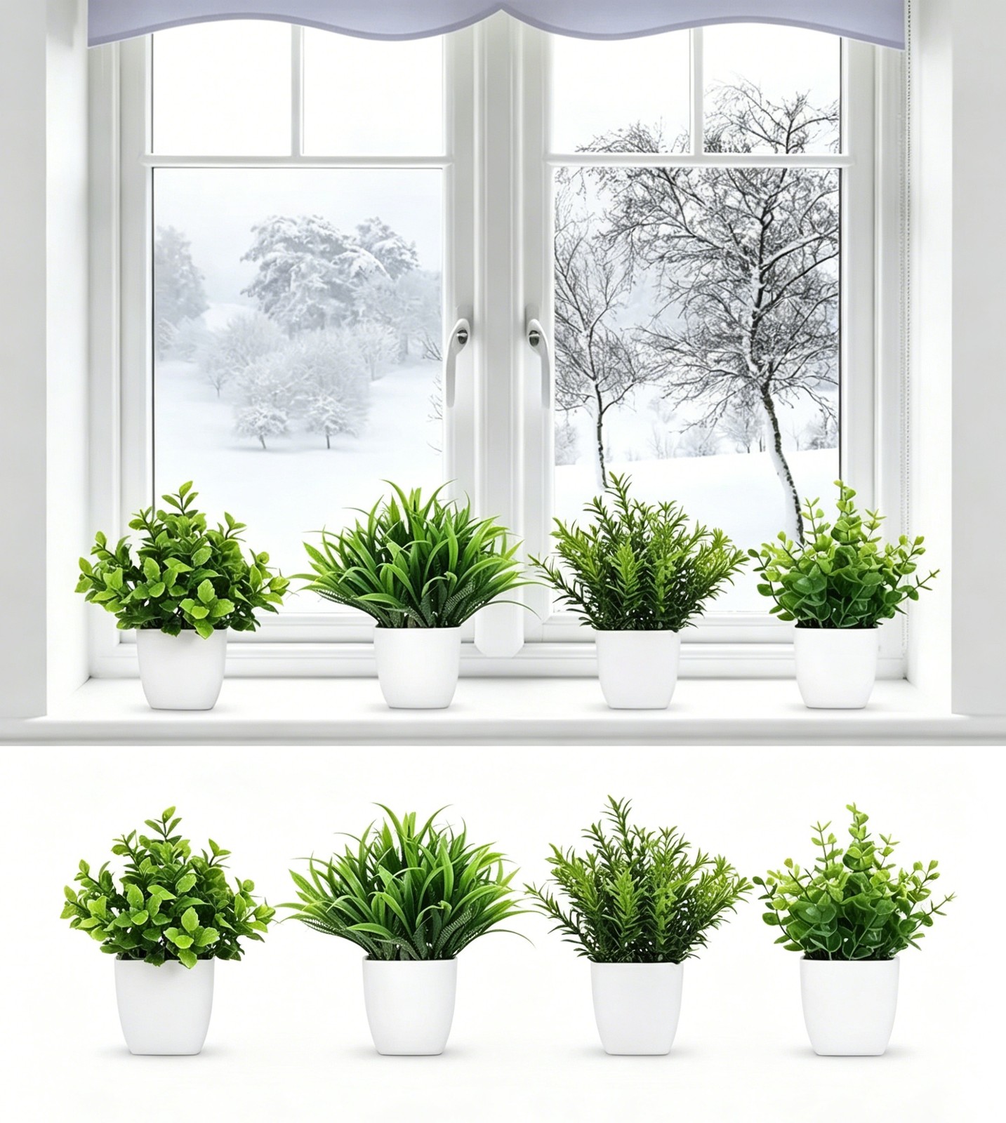 4 Pack Fake Plants Mini Artificial Greenery Potted Plants for Home Office Decor