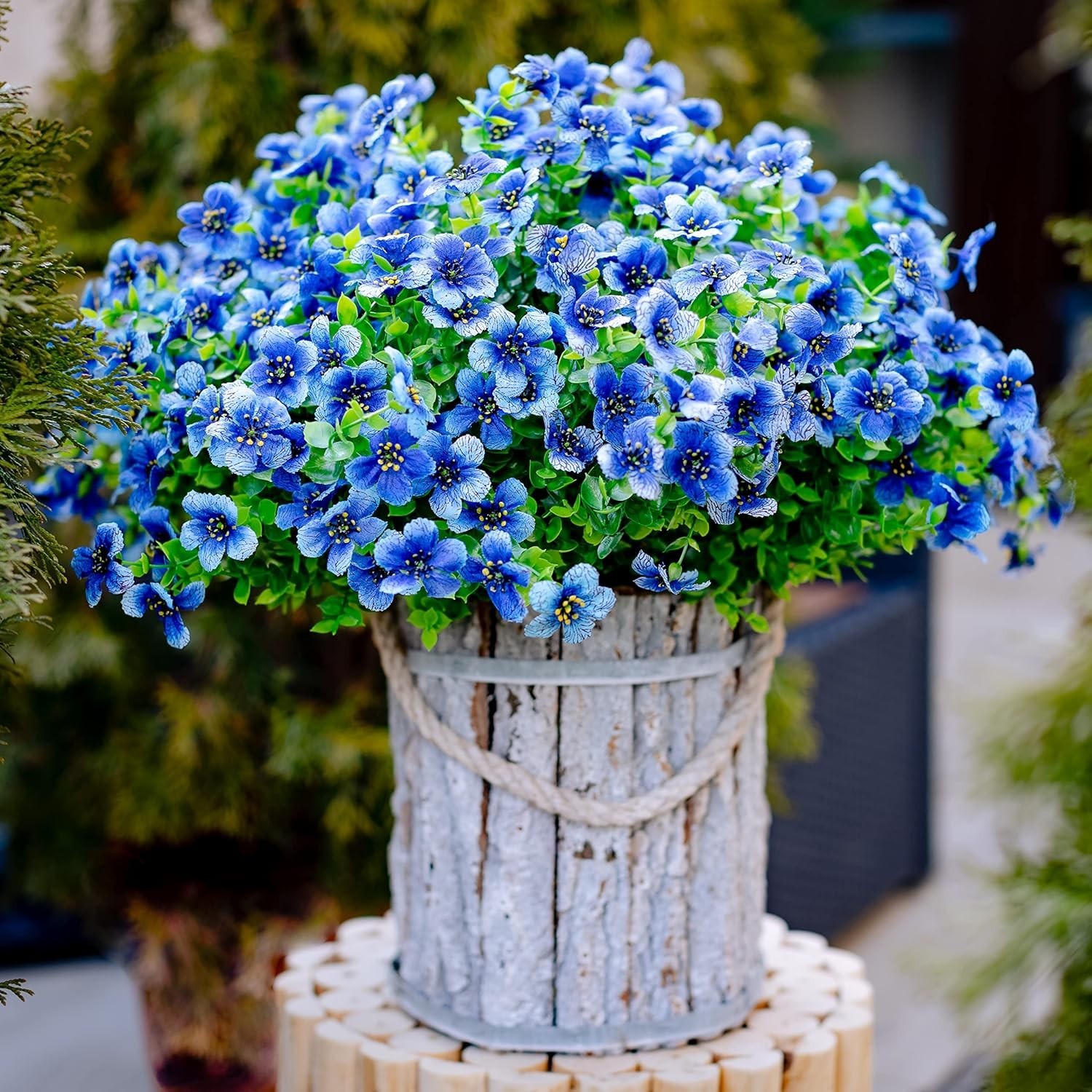 Artificial Flowers for Outdoors Fake Plants – 16 Bundles Faux Outside Greener…