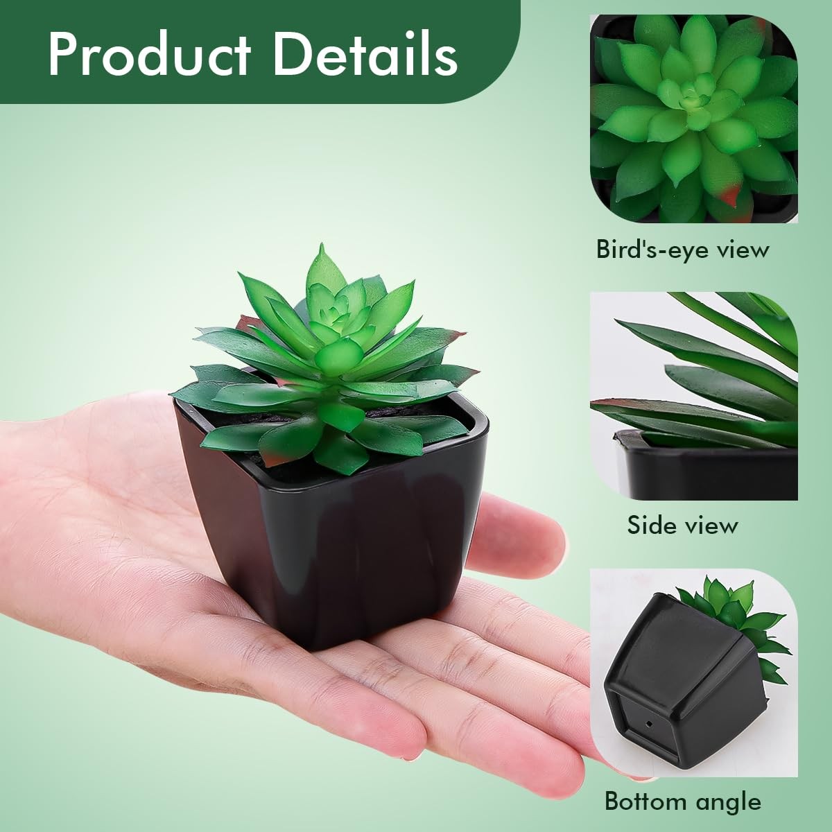 Artificial Succulent Plant 6 PCS Potted Small Fake Greenery Black Pots