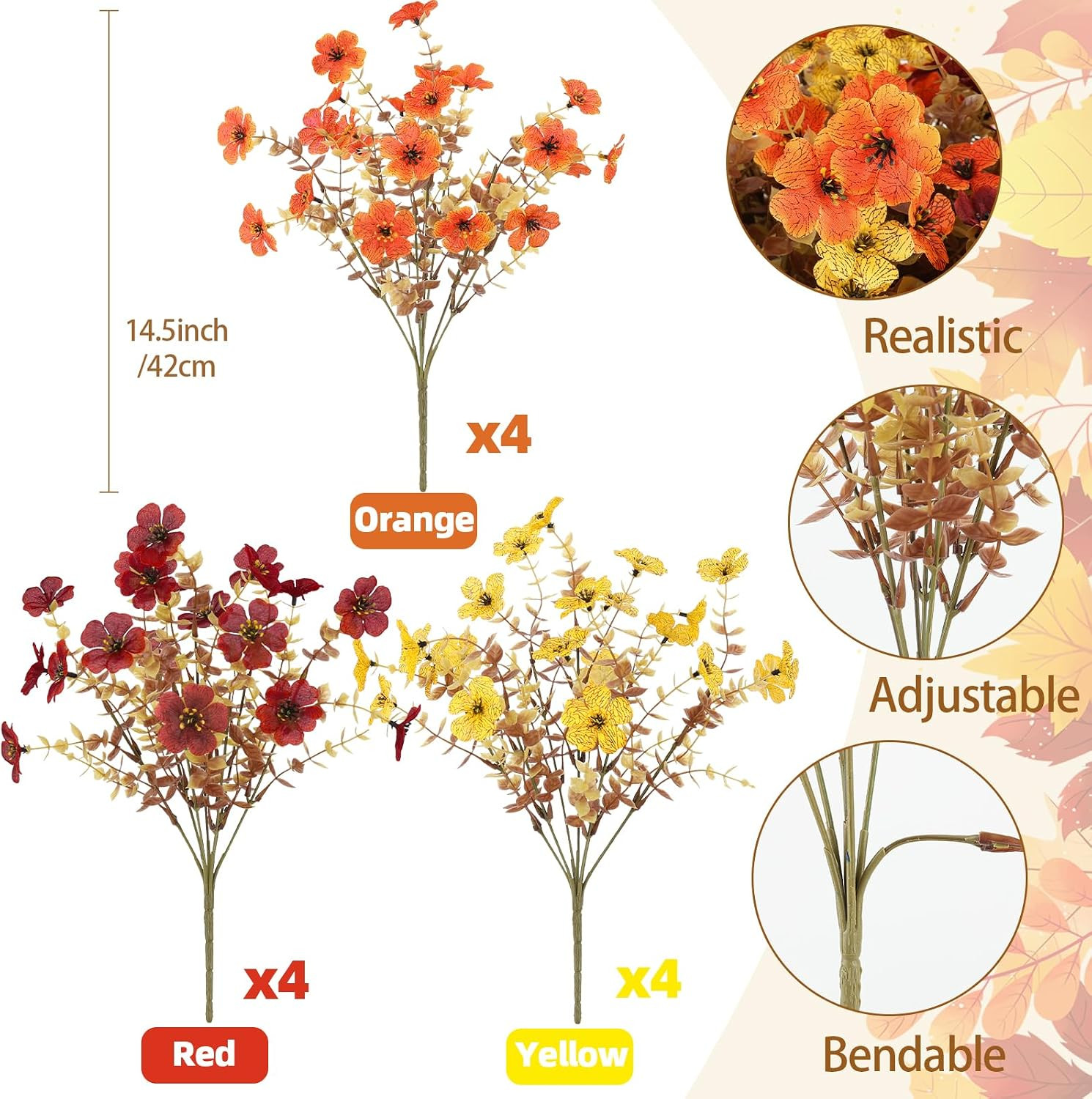 Artificial Fall Flowers Outdoors UV Resistant Fake Mums Bulk outside Faux Mums P