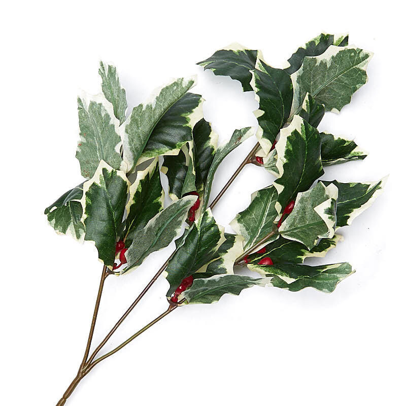 Bulk buy of 10 Variegated Artificial Holly Leaf Sprays