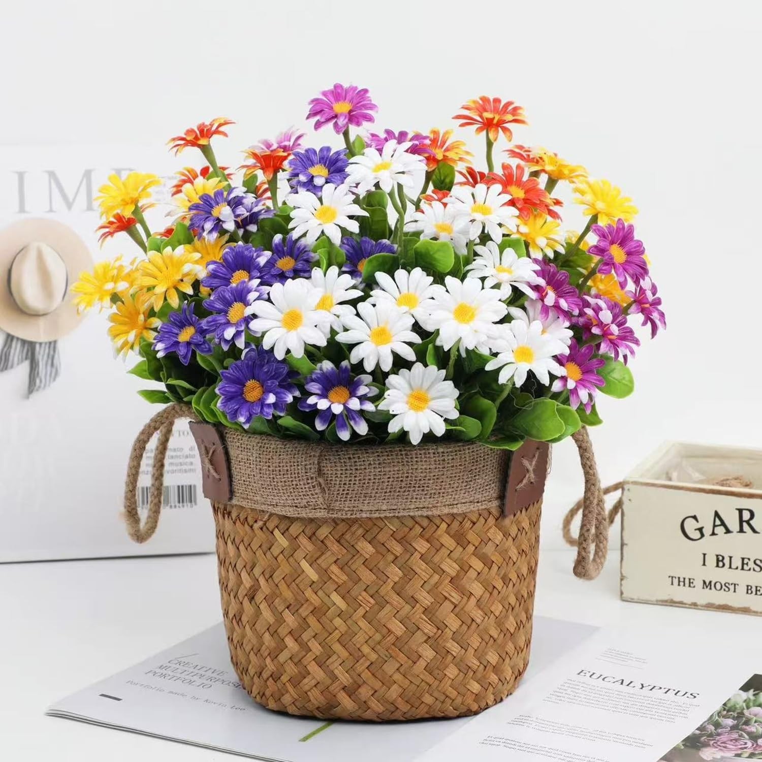 10 Bunches Outdoor/Indoor Artificial Flowers,Plastic Flower,Daisy Imitation F…