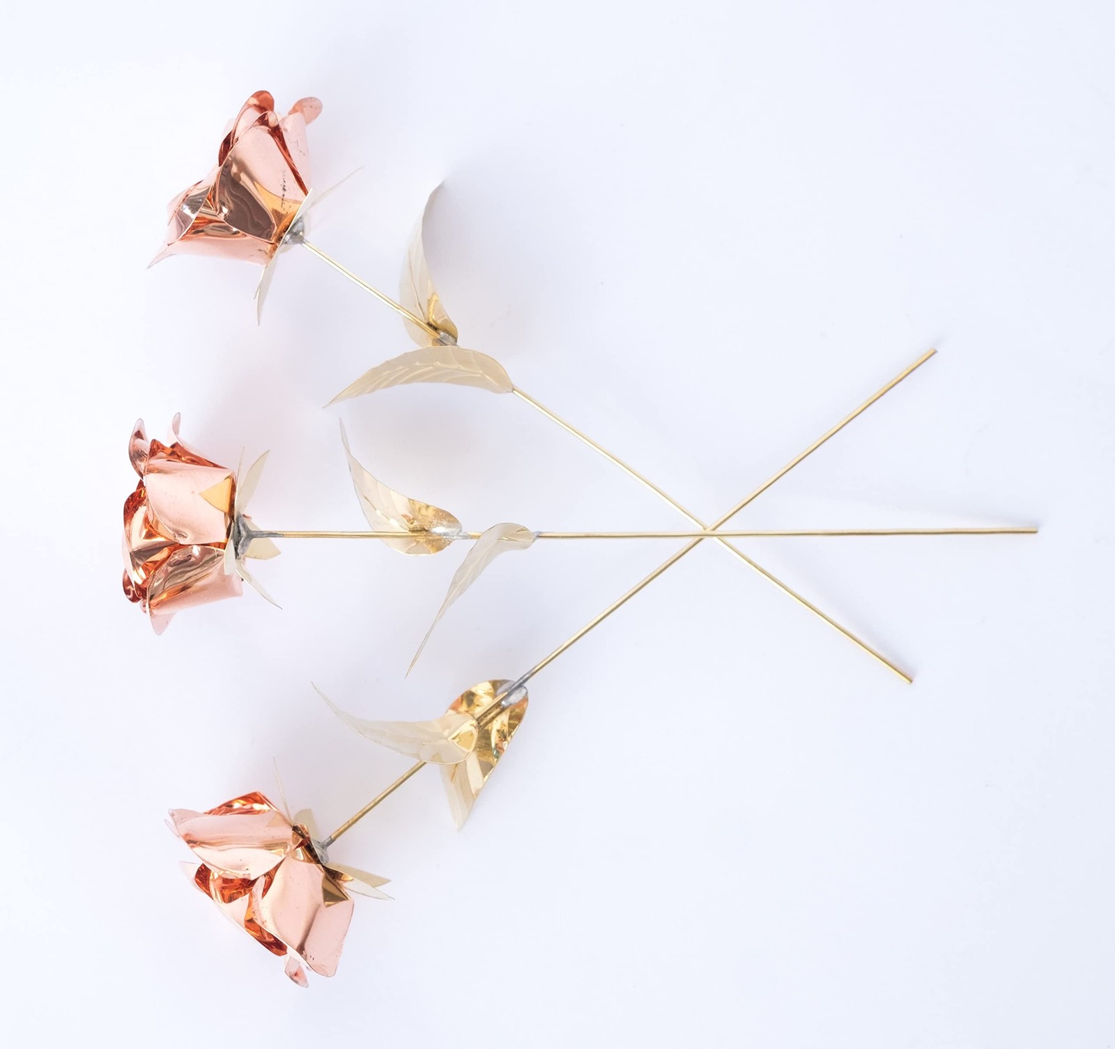6.5 Inch Golden Metal Rose Flower, Hand Forged Copper Rose Sculpture, Wedding…
