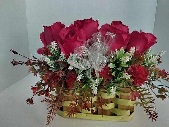 Basket of FUCHSIA roses
